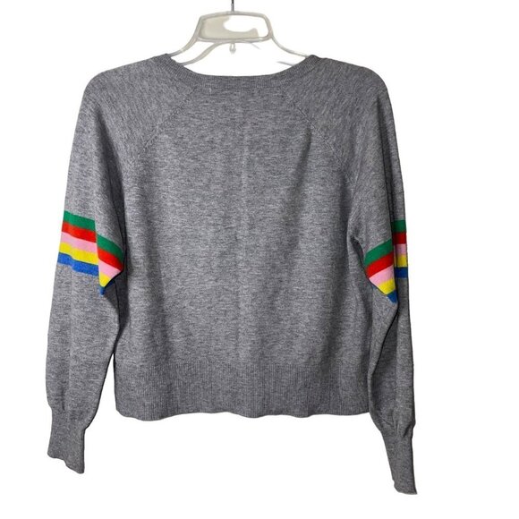 Cupcakes Cashmere Womens Sweater Size XS Gray Hazel Rainbow Boxy V Neck - Picture 6 of 8